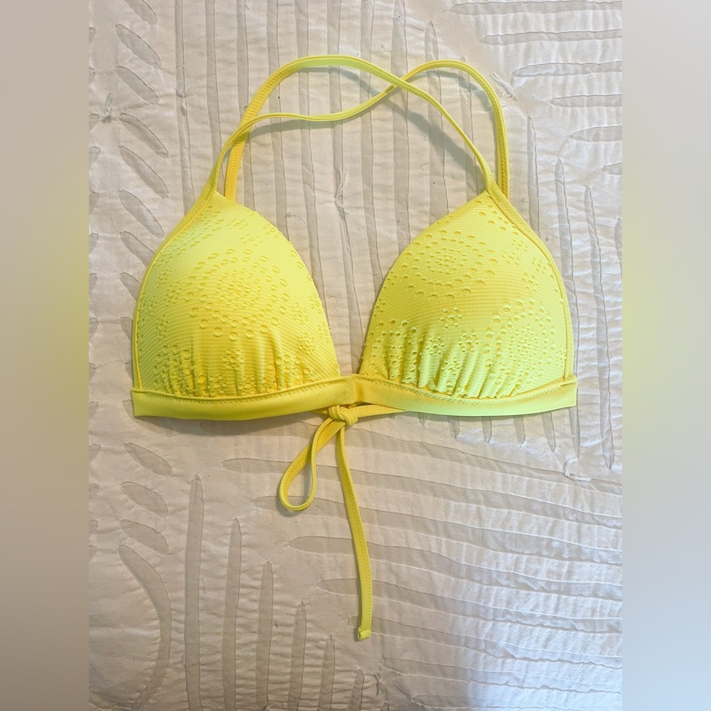 AERIE Yellow Eyelet Bikini Top
